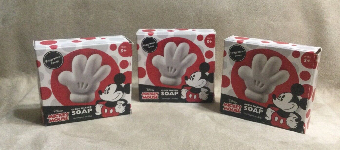 3 Boxed Fragrance Free Disney Mickey Mouse Glove Shaped Soap