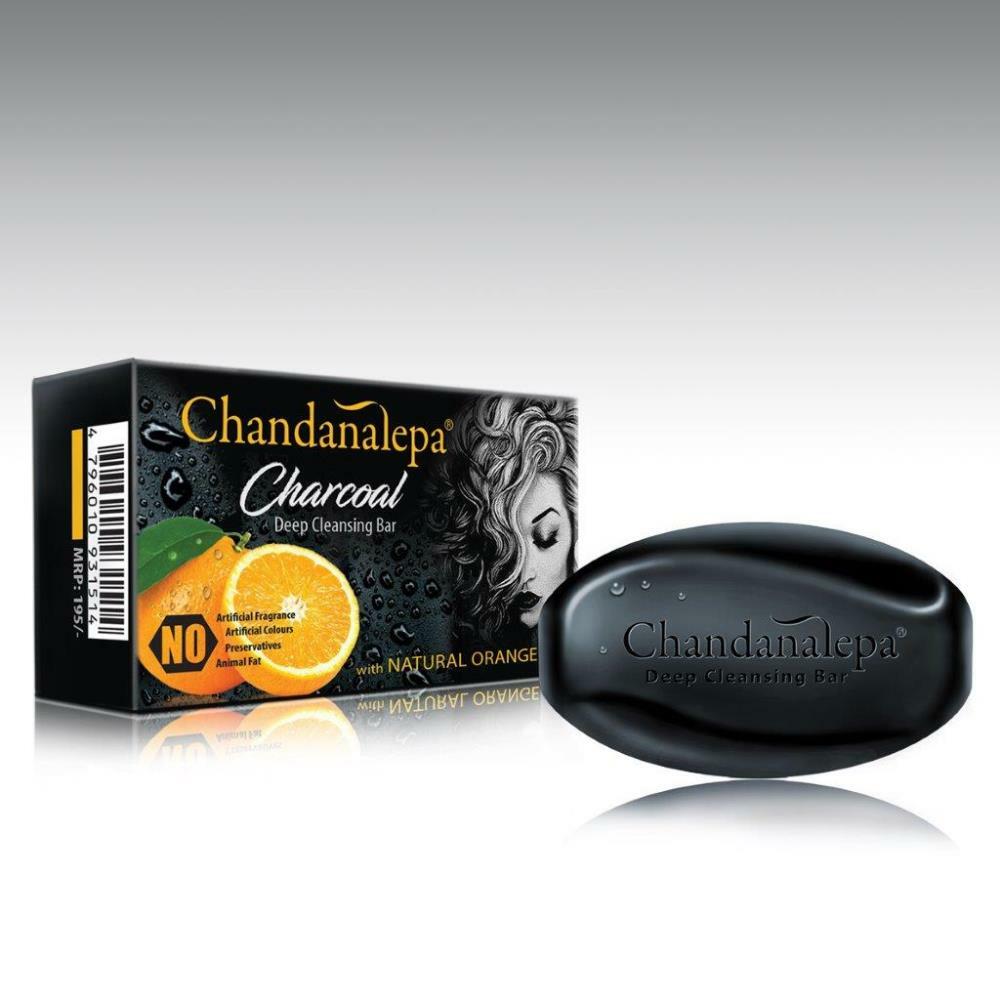 Chandanalepa Charcoal Deep Cleansing Herbal Beauty body Soap Ayurveda 100g