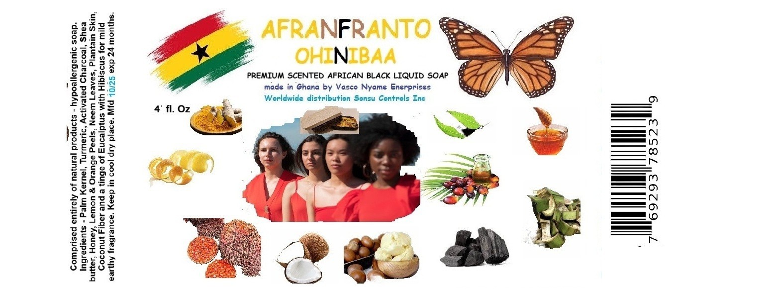Afranfranto Ohinibaa Jr.African blk Liq. Soap Hypoallergen Nat. Acne 2pk travel