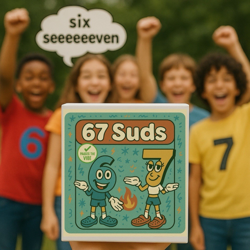 6 7 Suds Themed Handmade Soap Bar, Scent Cherry and Almond, Tween, Gen Z, Meme