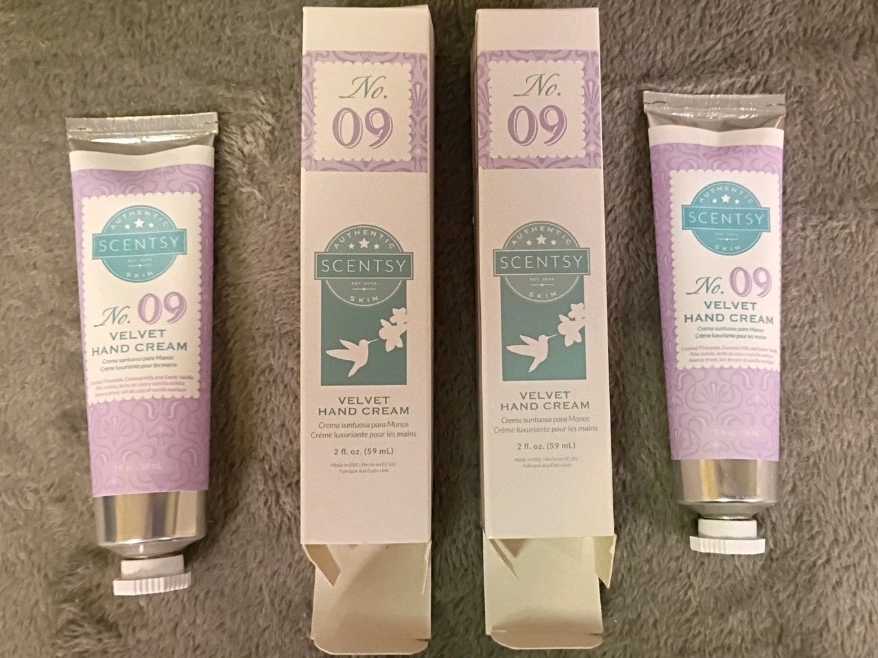Lot 2 Scentsy No. 09 Velvet Hand Cream New In Box, Pineapple Vanilla Coconut