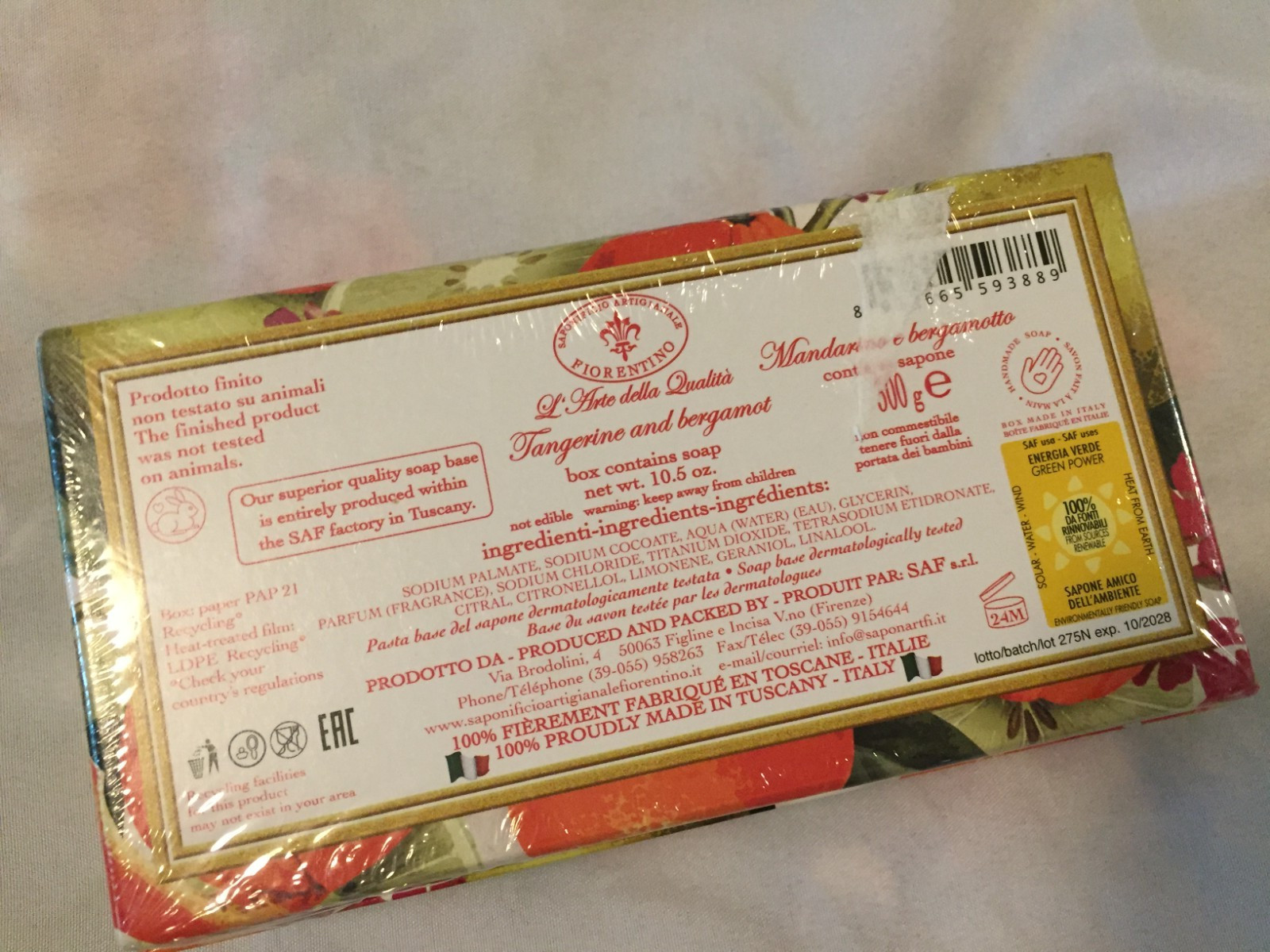 2 La Saponeria Firenze Citrus Power Scented Soap Bar Pair 10.5 oz Tuscany Italy