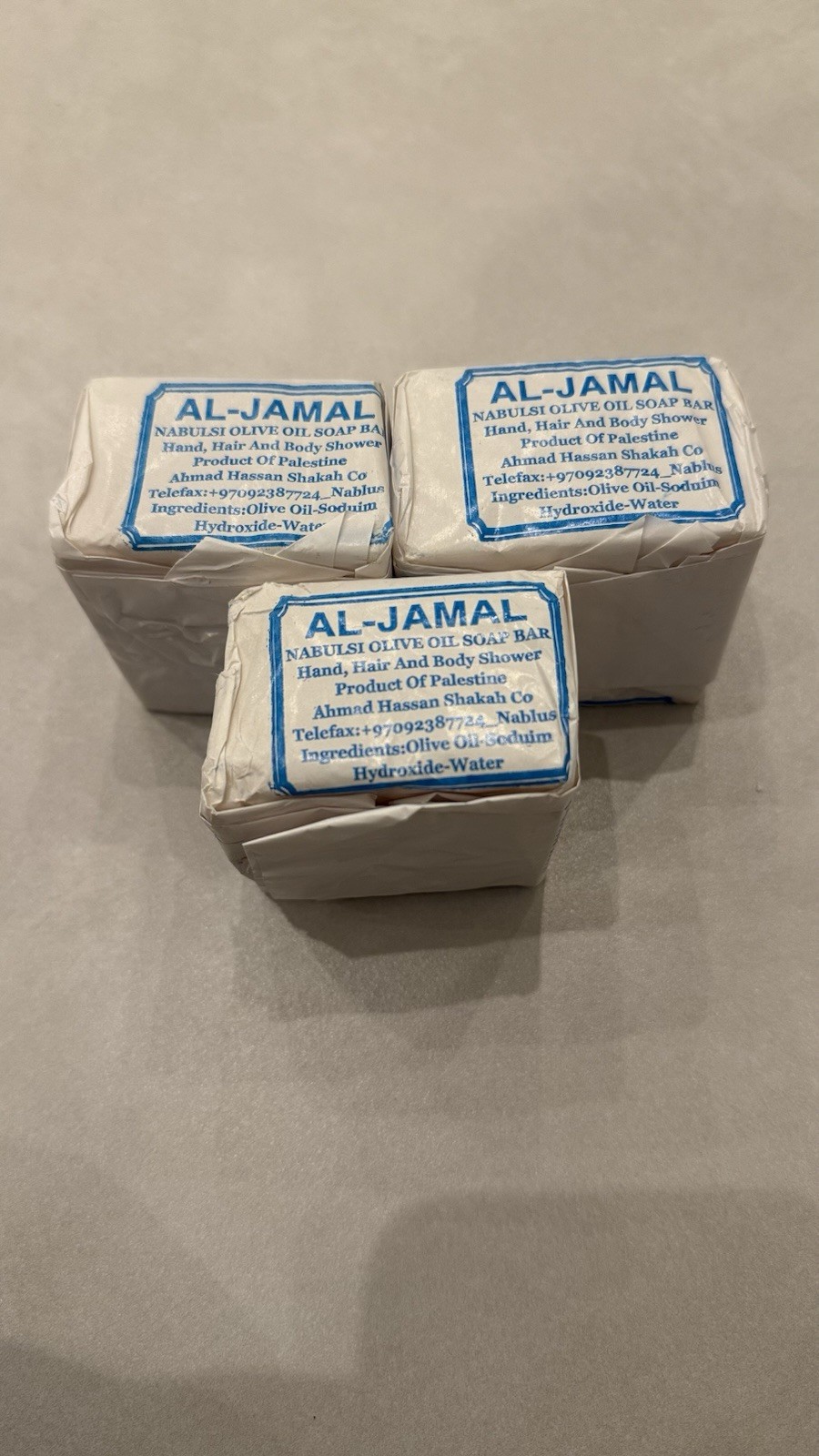 AlJamal Soap Olive Oil Nablus/Original Nabulsi Camel Pure Natural 1 pack x 3 PCs