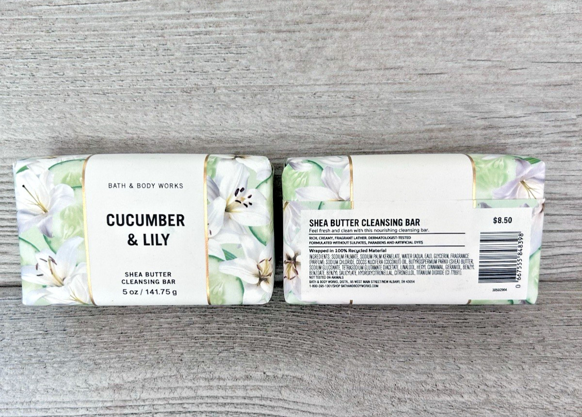 Bath & Body Works | 2x CUCUMBER & LILY Shea Butter Nourishing Cleansing Bar Soap