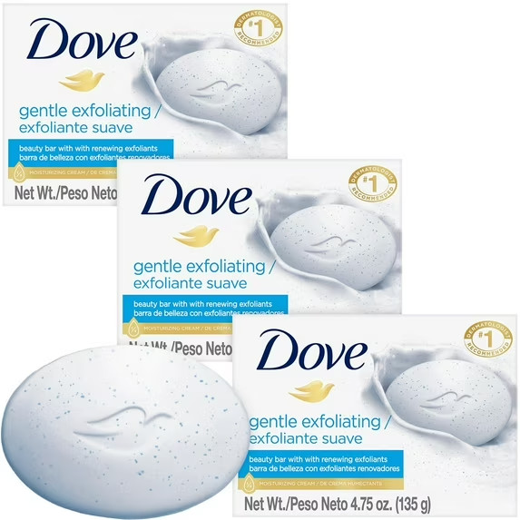 Dove Soap, Gentle Exfoliating Beauty Bar 12-Pack – 3-in-1 Moisturizing-4.75oz