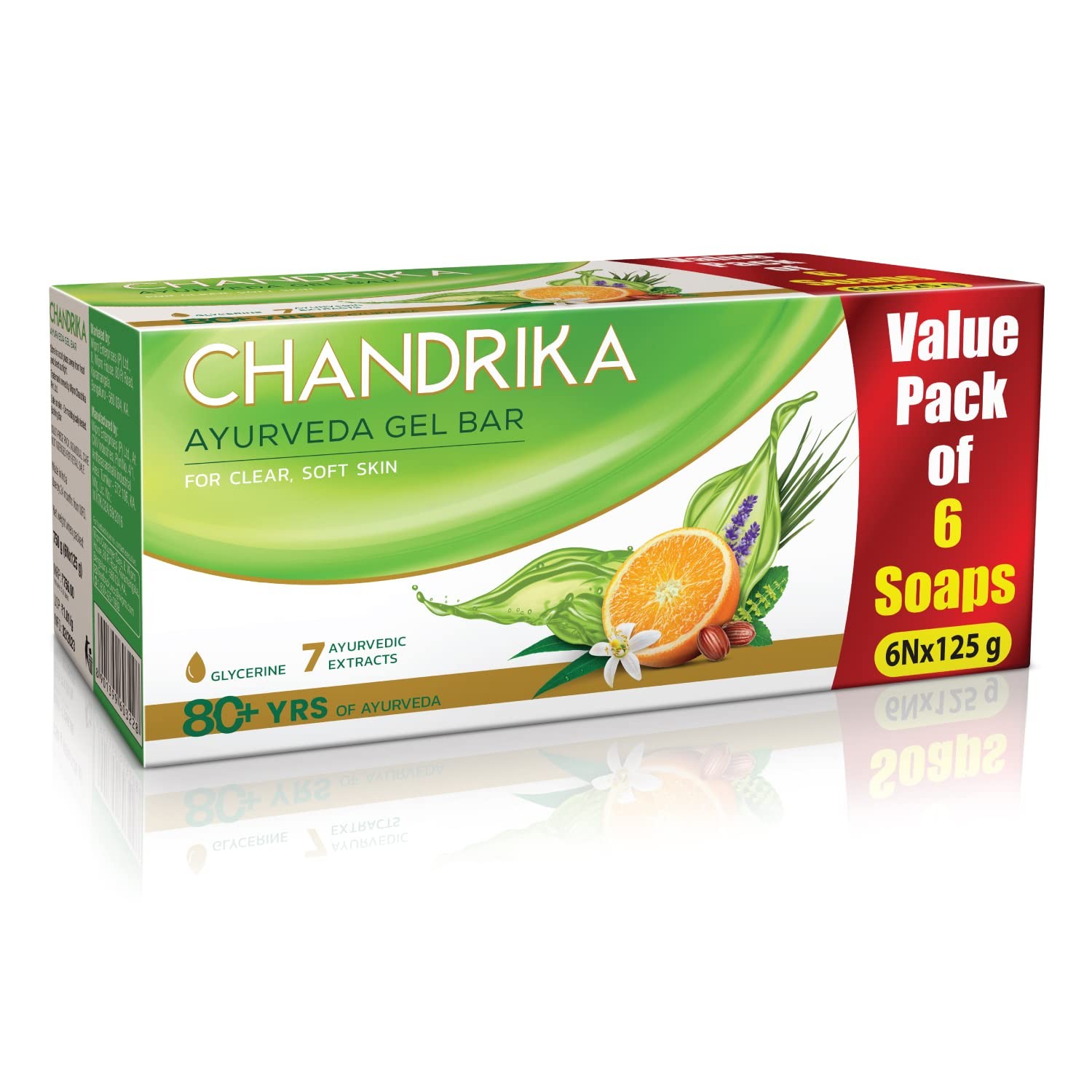 Chandrika Ayurveda Gel Bar For Moisturise Skin 125g Each Set Of 6