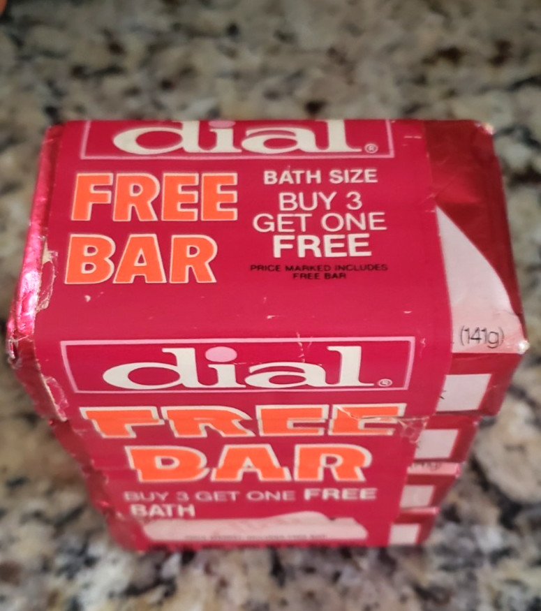 Vintage 80s Dial Pink Bath Soap 4 bars x 5oz Movie TV Prop Foil Wrapped NOS