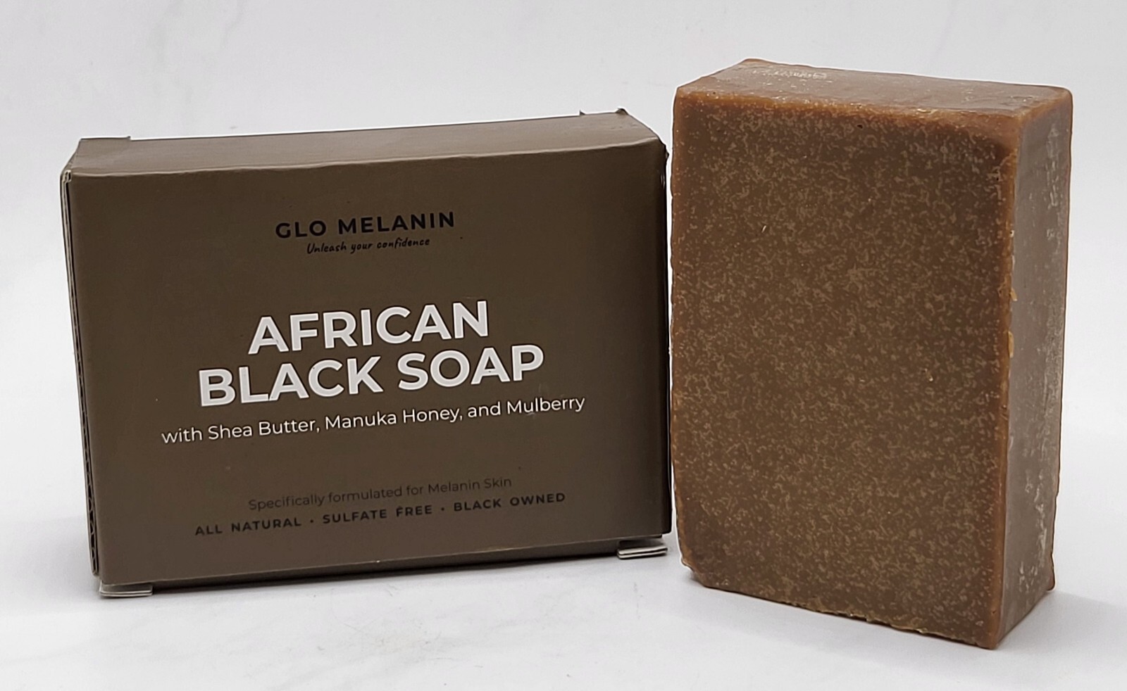 GLO MELANIN African Black Soap Bar – Infused w/ Natural Skin Moisturizers