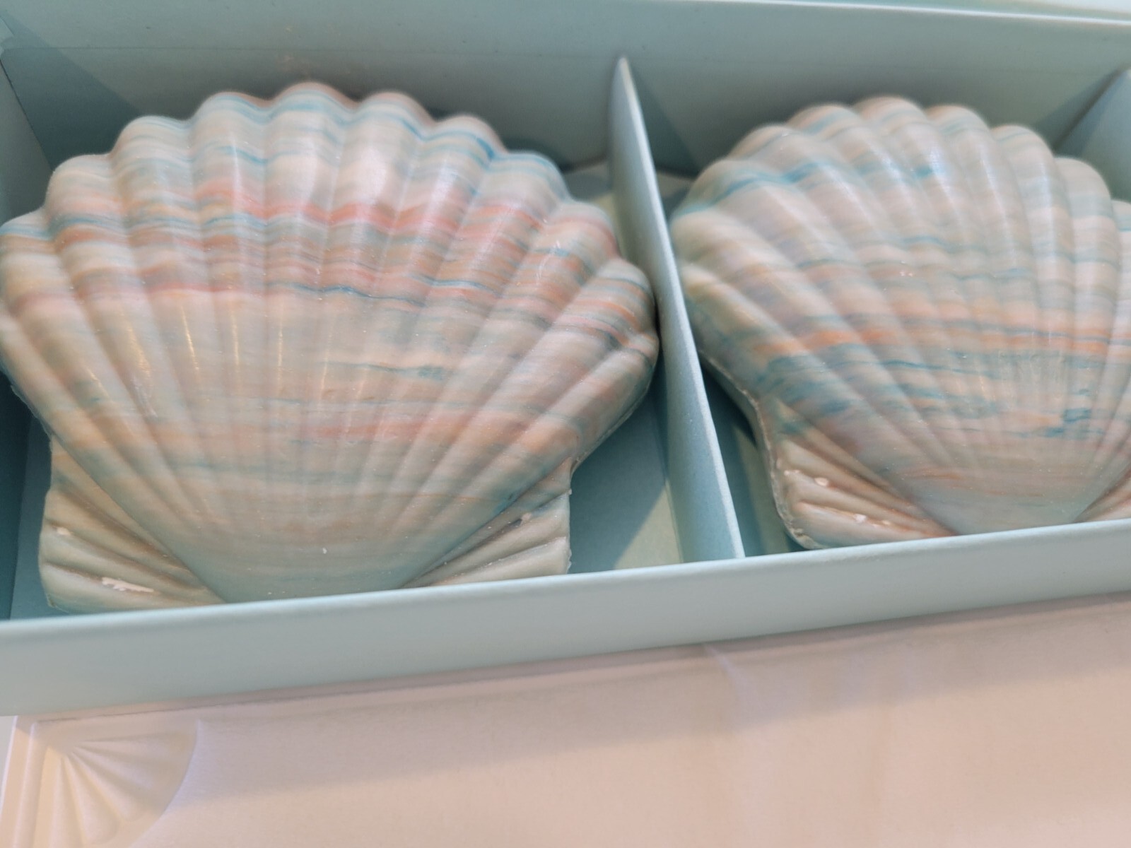 NOS Vintage Ben Rickert Sea Shell Soap Seashell 3 bars In Box