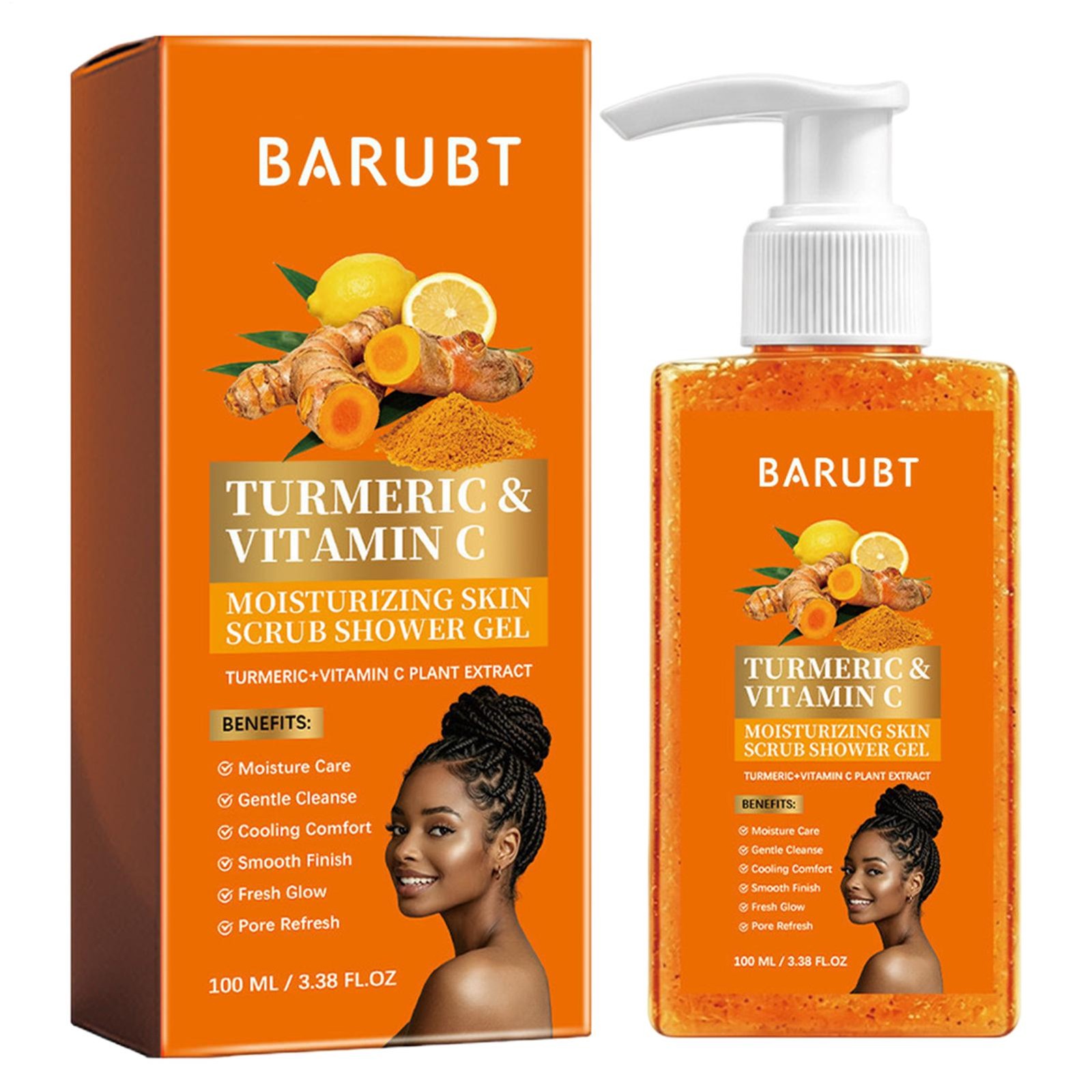 Turmeric Orange Vitamin C Body Wash Mattifying Scrub 100ml Deep Cleansing Liquid