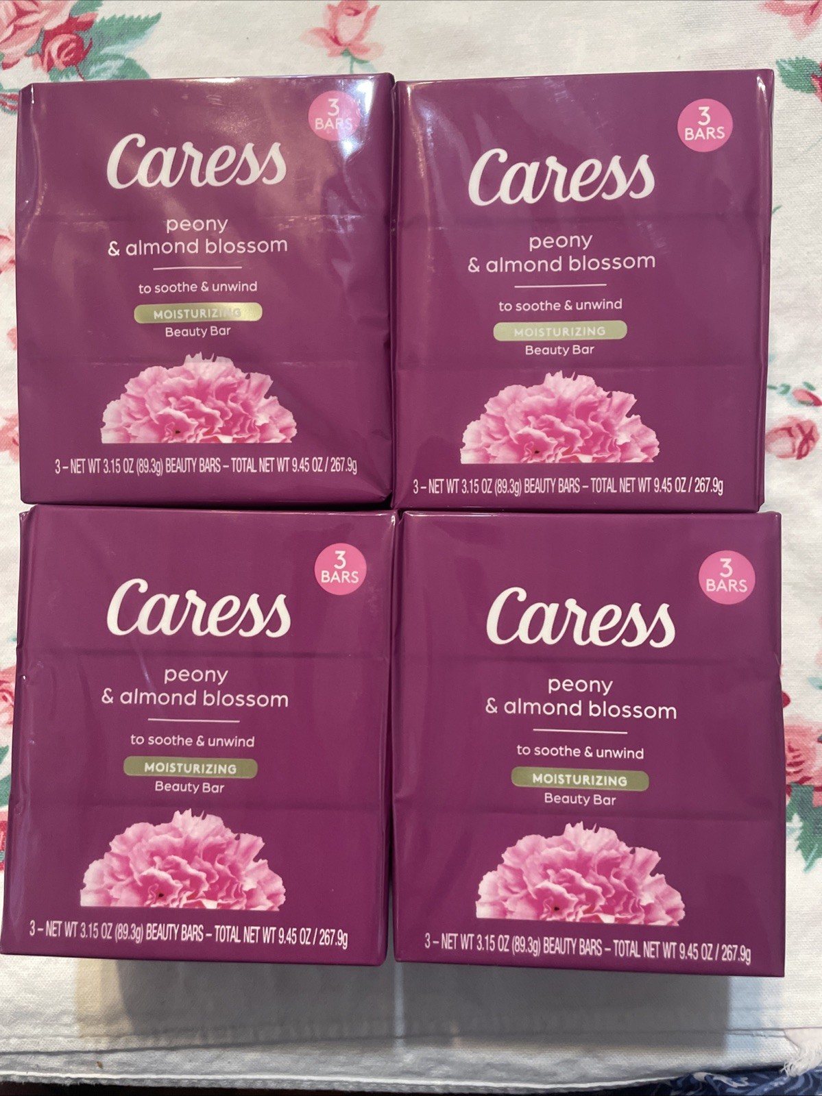 Caress PEONY ALMOND BLOSSOM Moisturizing Beauty Bar Soap 3.15OZ Ea Retired Scent