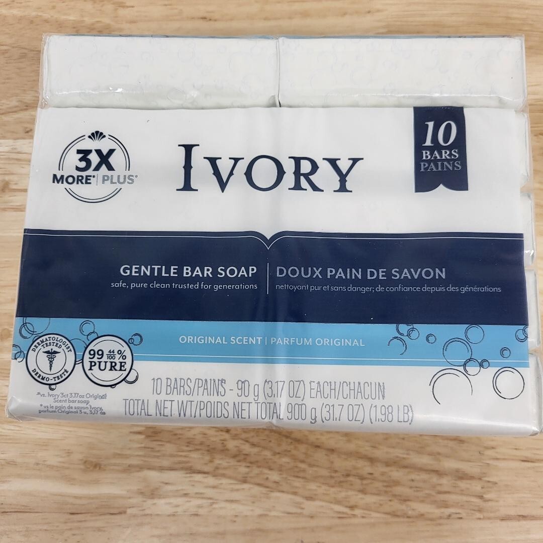 Ivory Gentle Bar Soap Original Scent 10 Bars 3.17oz/90g each