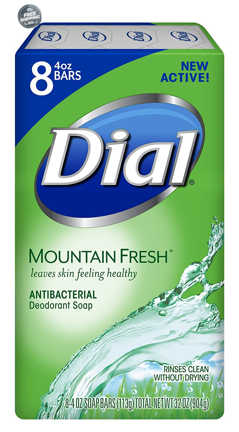 Dial Antibacterial Bar Soap, Refresh & Renew, Mountain Fresh, 4 Oz, 8