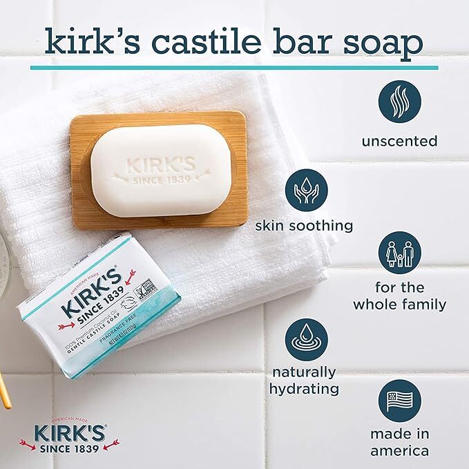 Kirk’s Original Coco Castile Soap Fragrance Free 4 oz pack of 24 Free Shipping