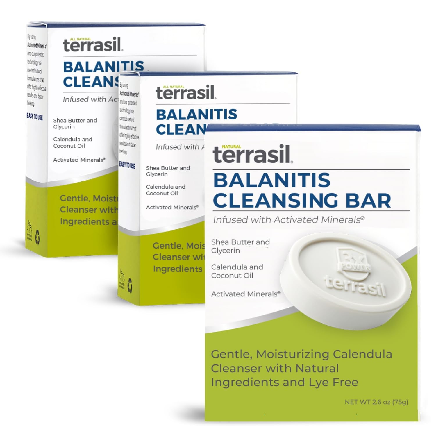 terrasil Balanitis Soap for Men, Soothing Care and Relief 3 Count (75g each)