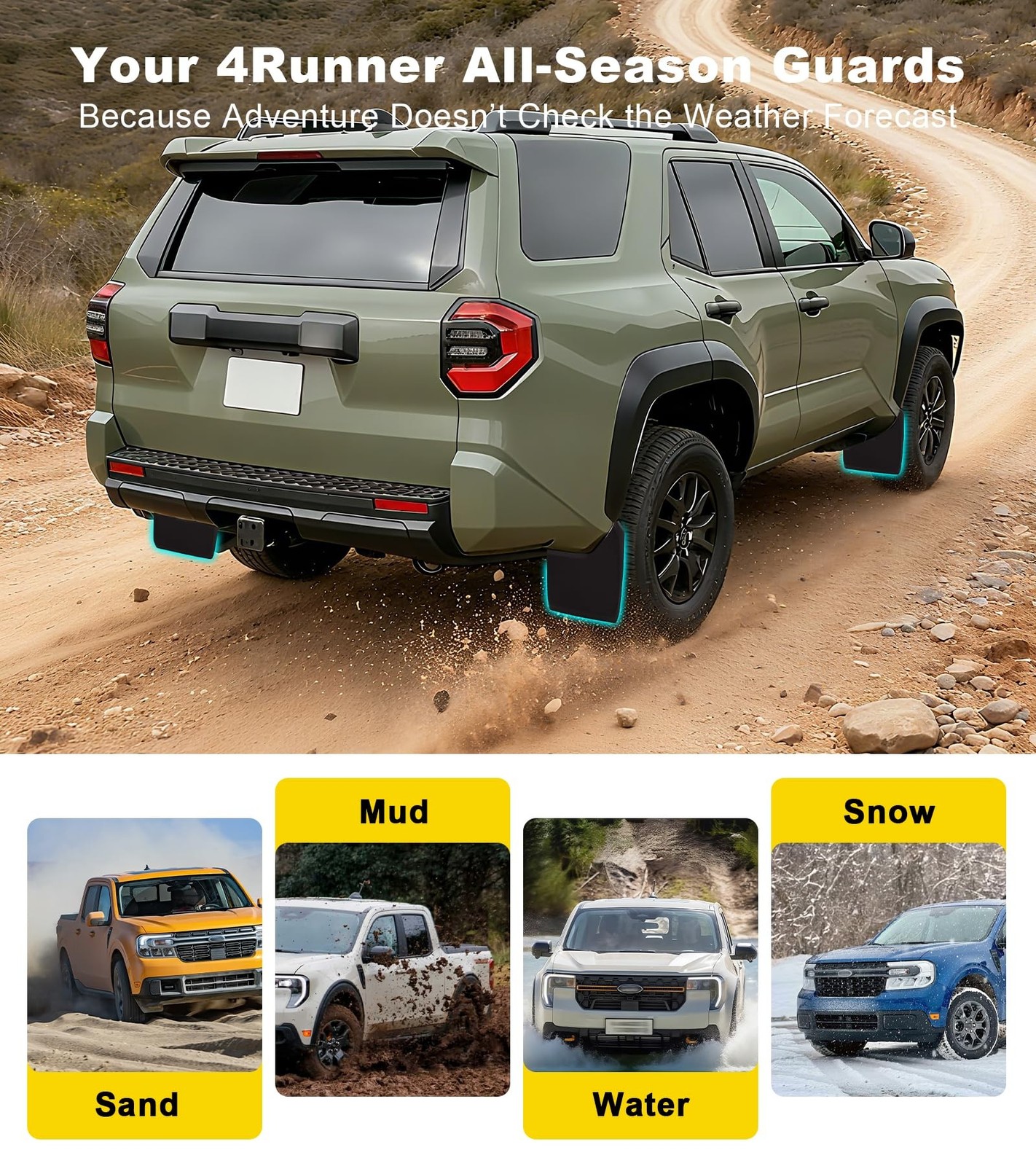 OEM-Style Mud Flaps for 2025-2026 Toyota 4Runner Splash Guards, Normal | Pain…