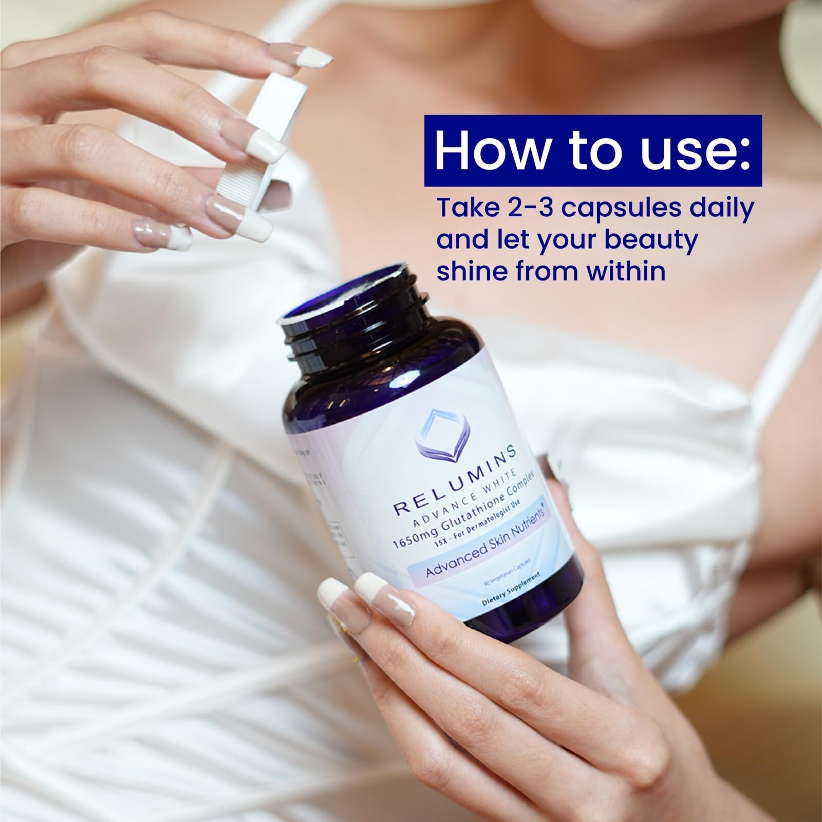 Relumins Glutathione Supplement 1650mg Reduced Glutathione Complex 90 Capsules