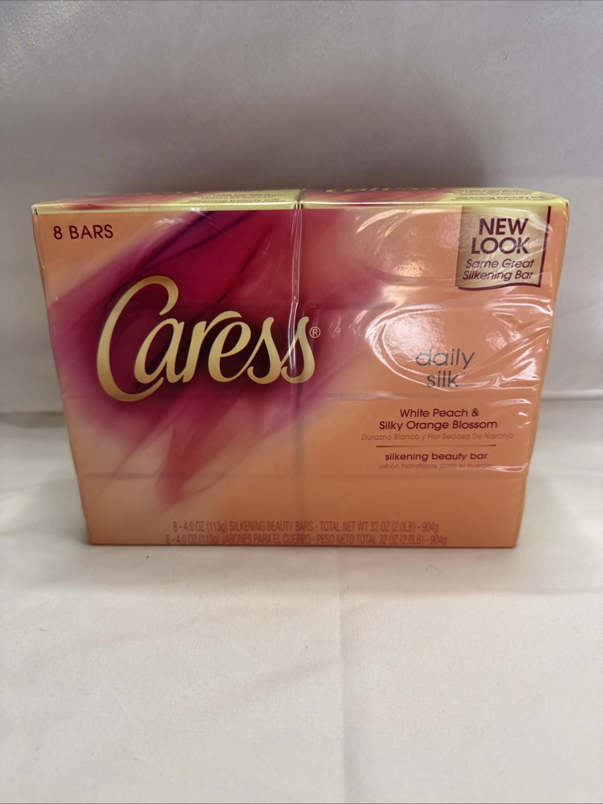 Caress Daily Silk Beauty Bar White Peach Orange Blossom 4 Ounce Pack Of 8