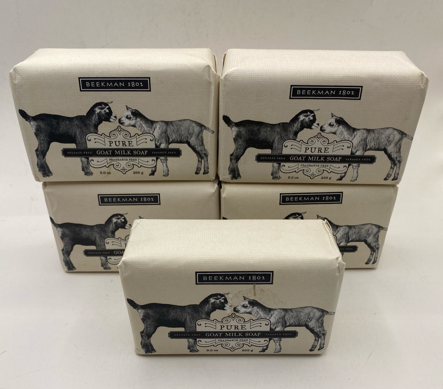 5X Beekman 1802 UNSCENTED PURE Goat Milk Bar Soap 9oz Fragrance Free