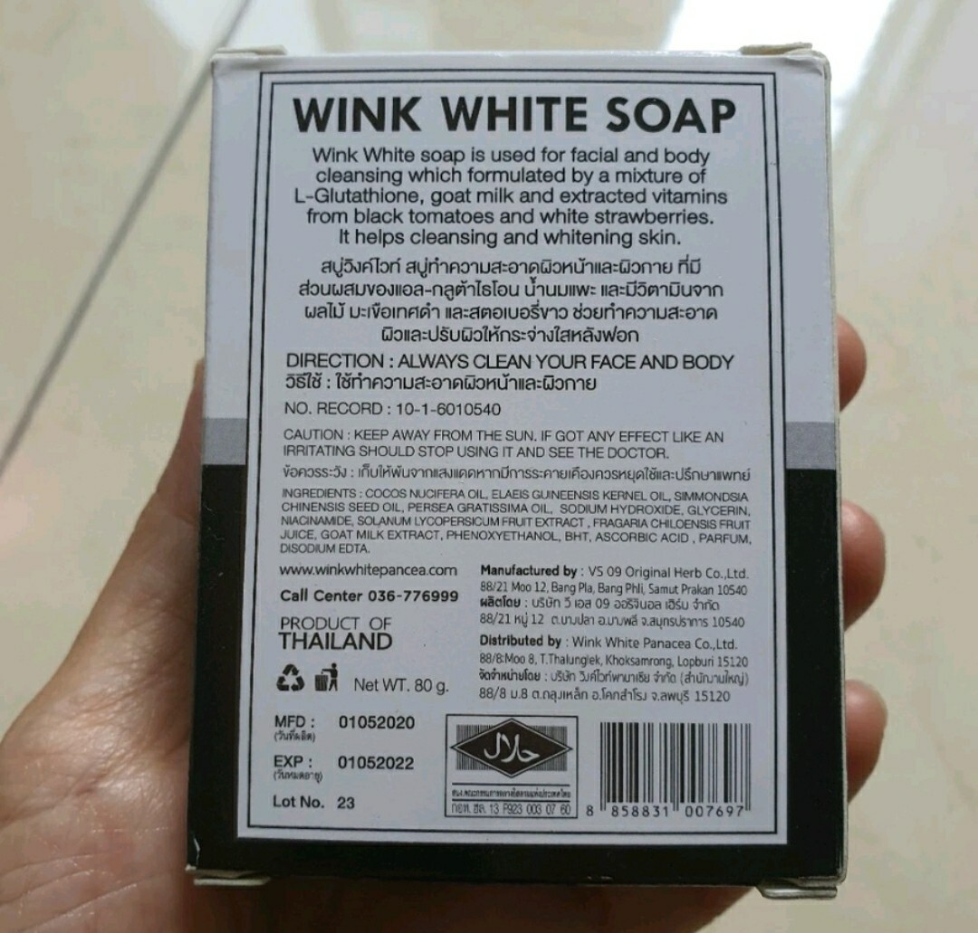 x15 Wink White Soap Skin Body Whitening Face Gluta Brightening Cleansing 80g.
