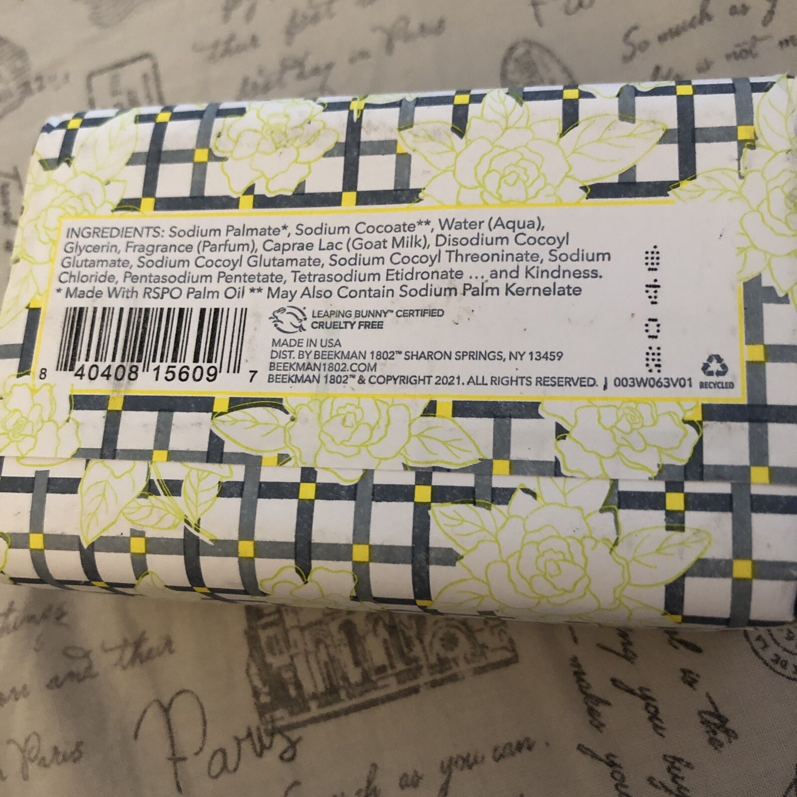 BEEKMAN 1802 Garden Of Gardenia Goat Milk Bar Soap 255g Jumbo Sealed NIB