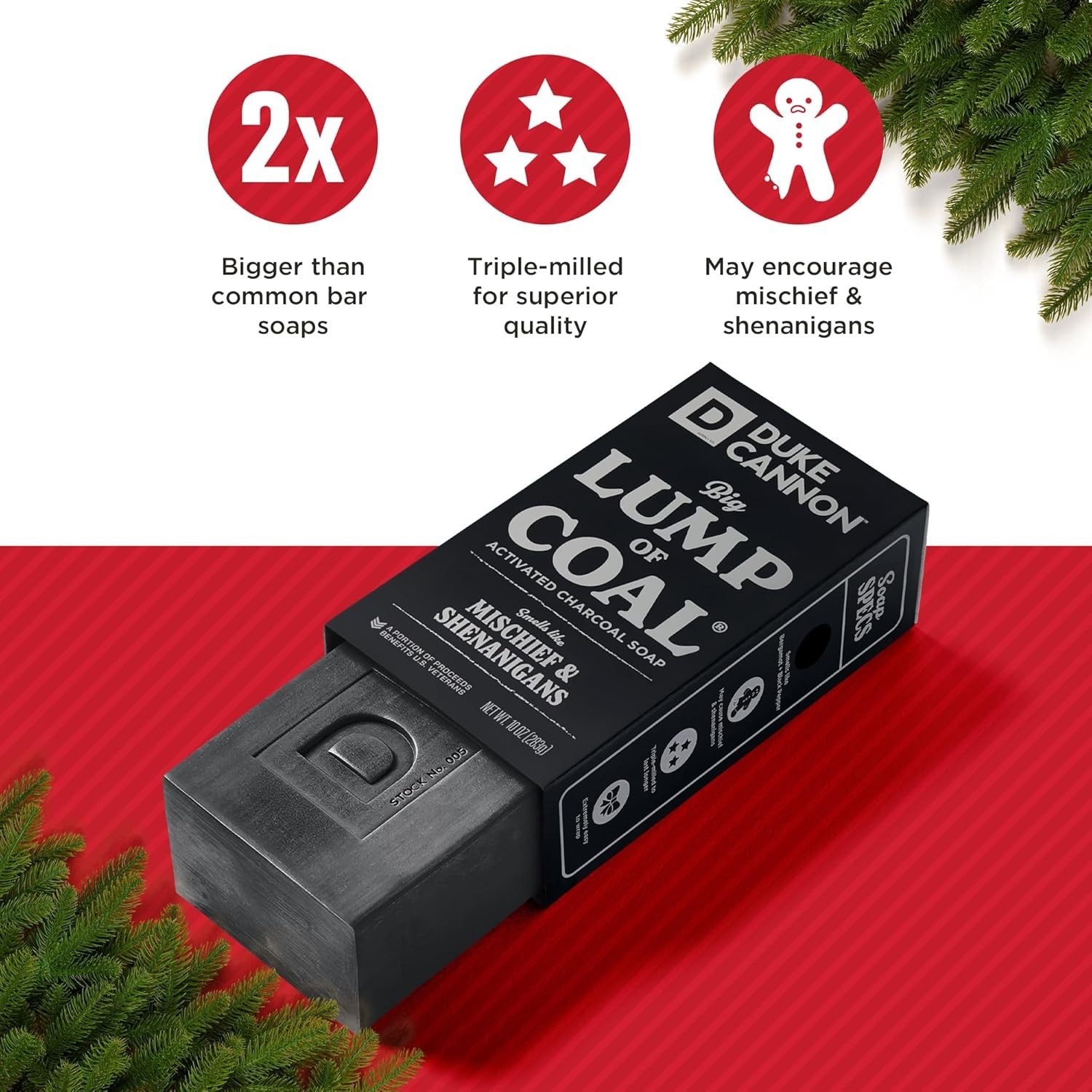 Big Lump of Coal Soap Bar for Men Holiday Edition Bergamot & Black Pepper Sce…