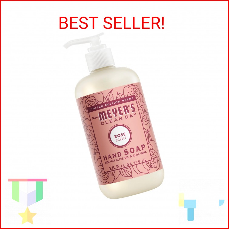 MRS. MEYER’S CLEAN DAY Hand Soap, Rose Scent, 12.5 Fl Oz Bottle