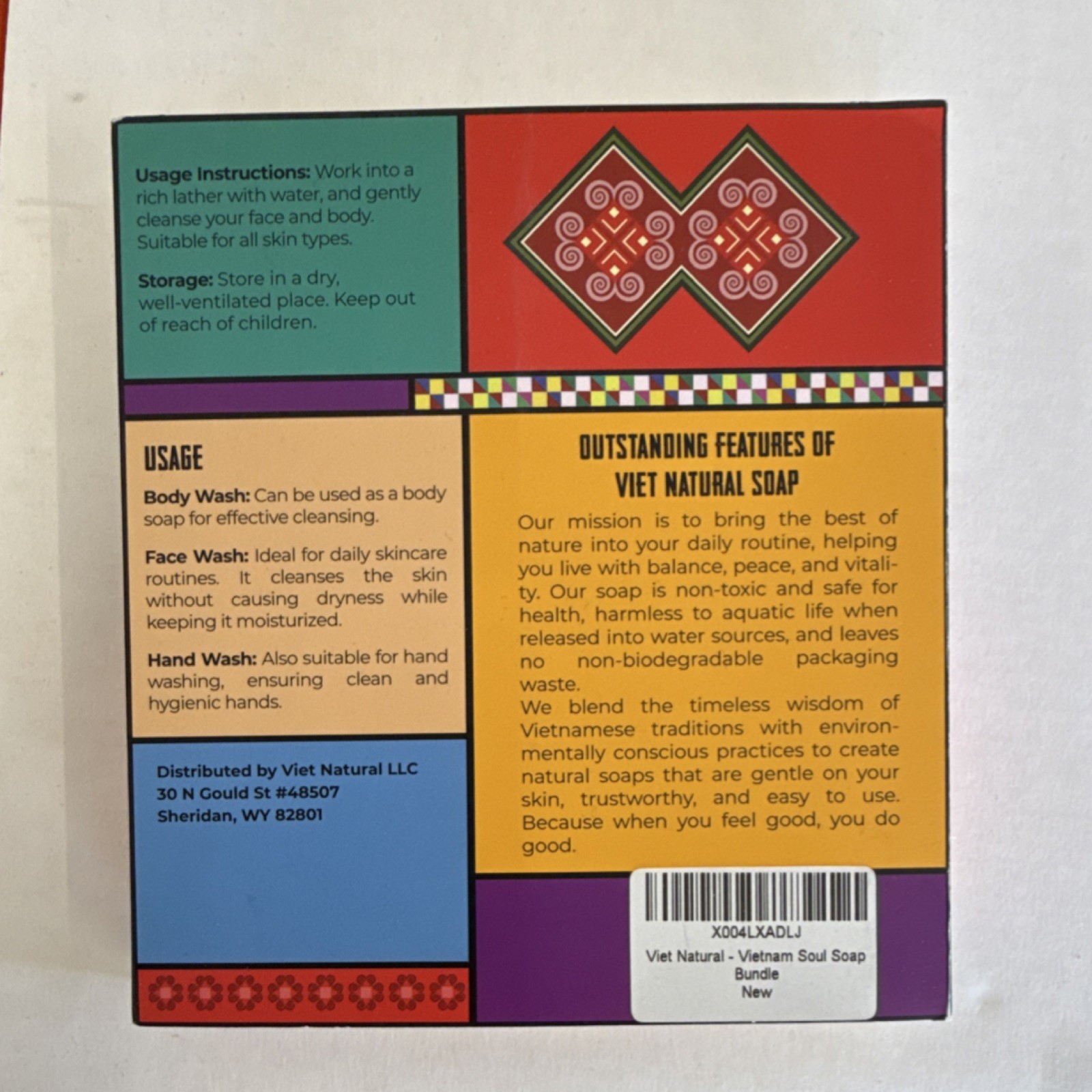 Viet Natural Vietnam Soul Soap Bundle 4 x 3.2 oz Moisturizing Non-Toxic