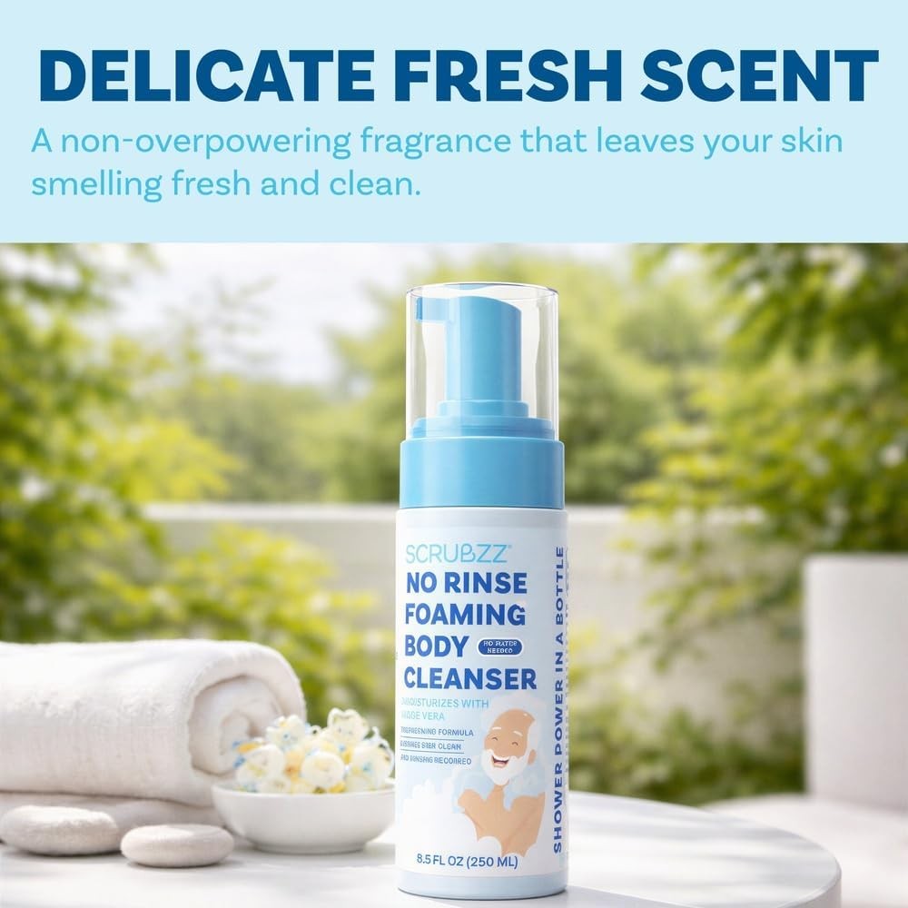 No Rinse Body Wash for Elderly, Gentle 8.5 fl oz Rinse Cleansing Foam for