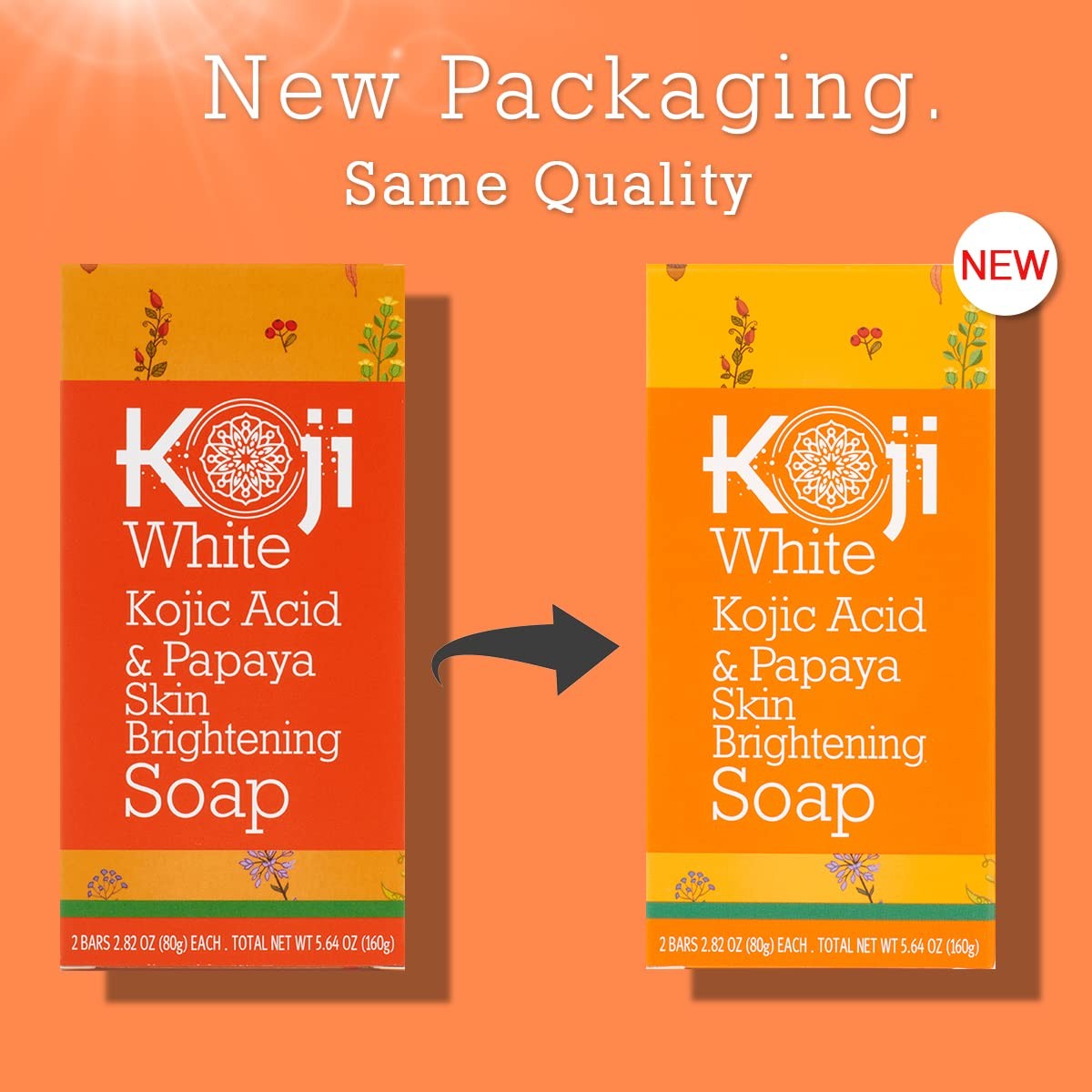 Koji White Kojic Acid & Papaya Skin Brightening Soap (2.82 oz / 2 Bars) – with