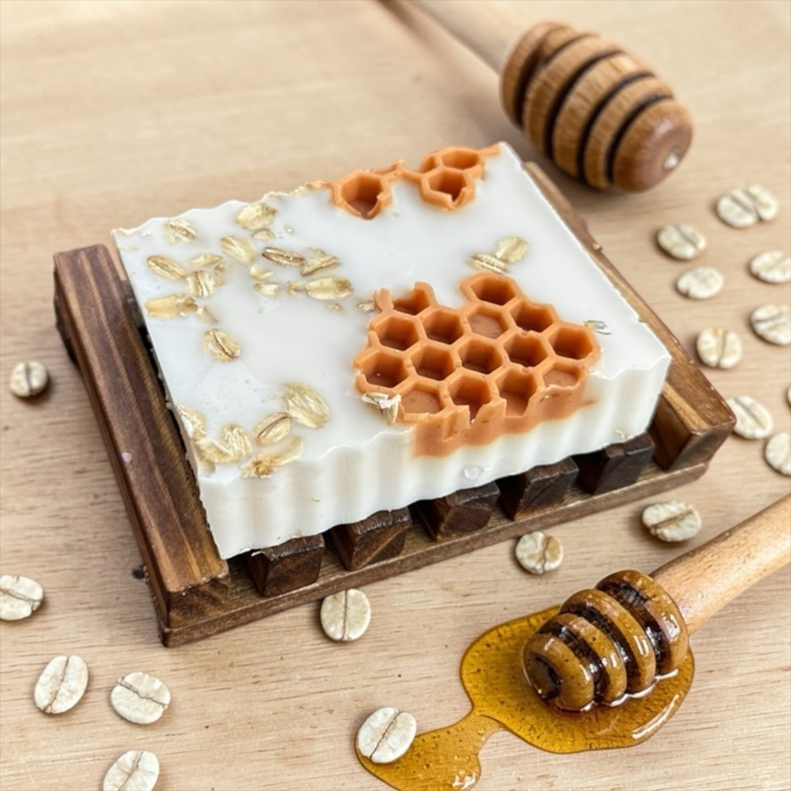 Oatmeal Milk Honey Goat Milk Bar Soap – Homemade Soap Honeycomb Pattern