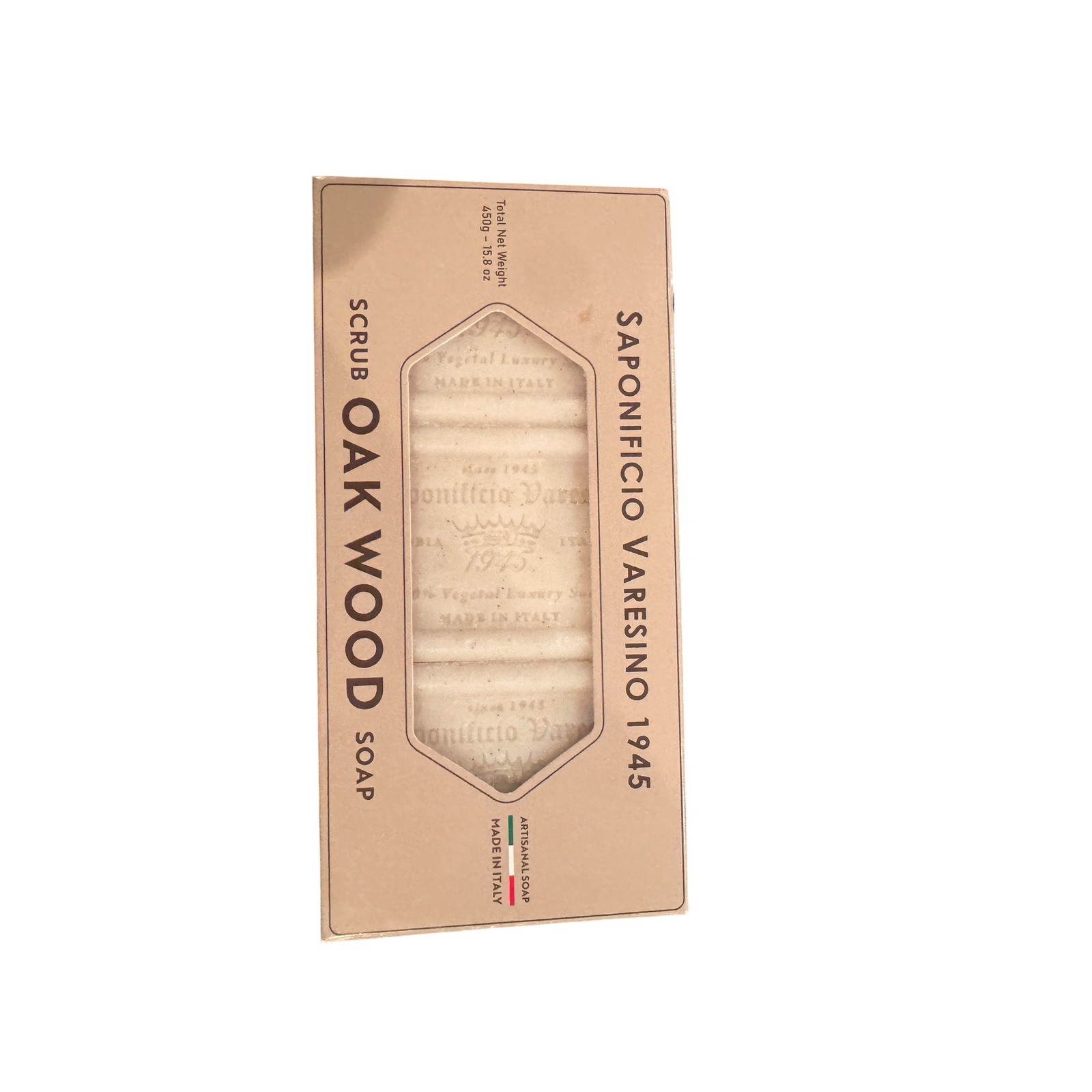Saponificio Varesino 1945 Oak Wood Scrub Soap 450g 15.8oz Made in Italy Mens New