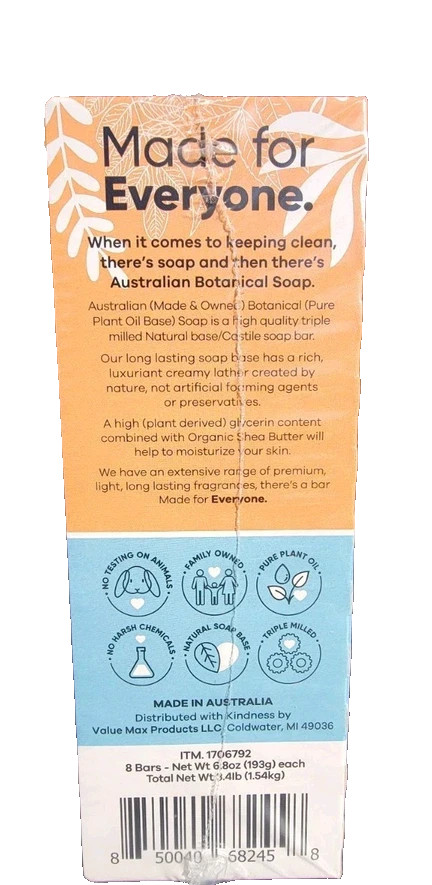 Australian Botanical Soap 8 Bars Valencia Orange Vitamin C Sea Salt Sealed Rare