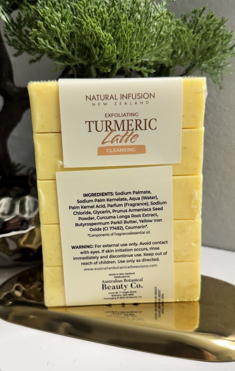 Natural Infusion New Zealand Exfoliating TURMERIC LATTE Soap Bars 5 Pk 17.6 oz