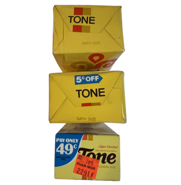 Vtg Tone with Cocoa Butter Moisturizing Skin Care Bar Soap 4.75oz 3.5 Oz Bundle