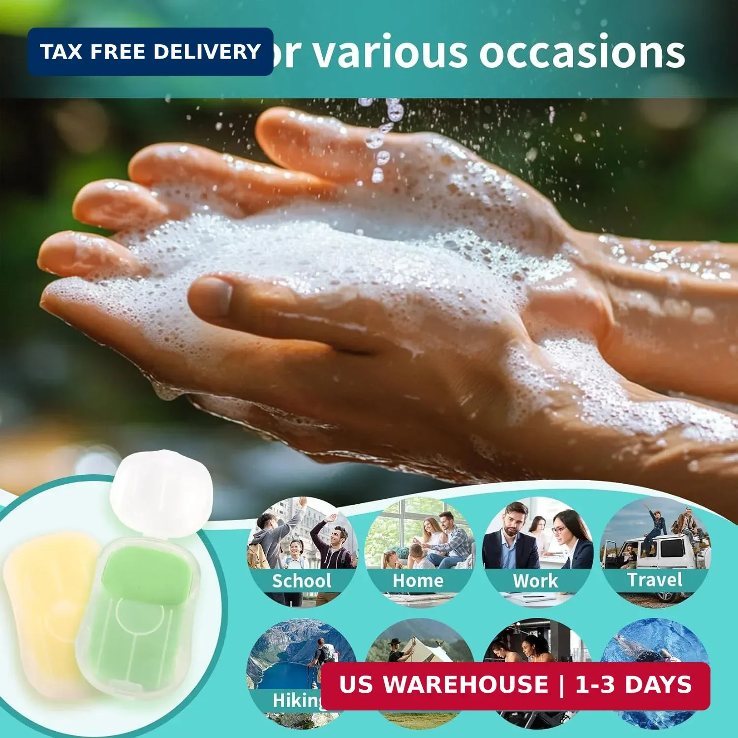 300 Paper Soap Sheets for Travel – 6packs Travel Size Foaming Hand Soap Sheets R