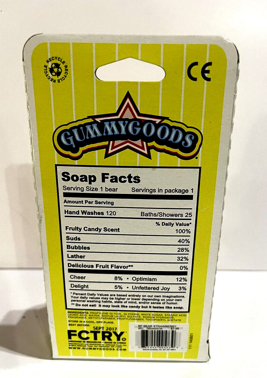 Gummy Goods Red Gummy Bear Strawberry Soap 4.8 oz New Sealed 2017