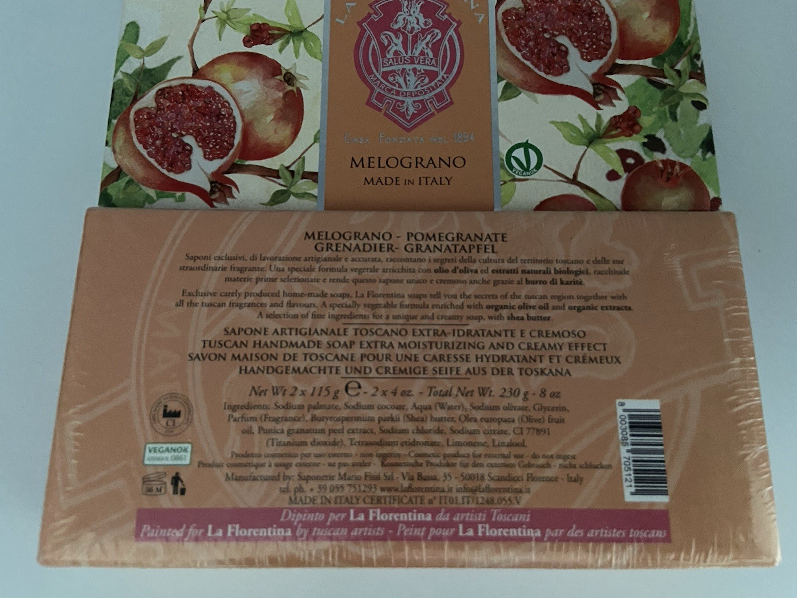 BNIB New Sealed La Florentina Melograno Pomegranate Soaps Set 4 oz. each ITALY
