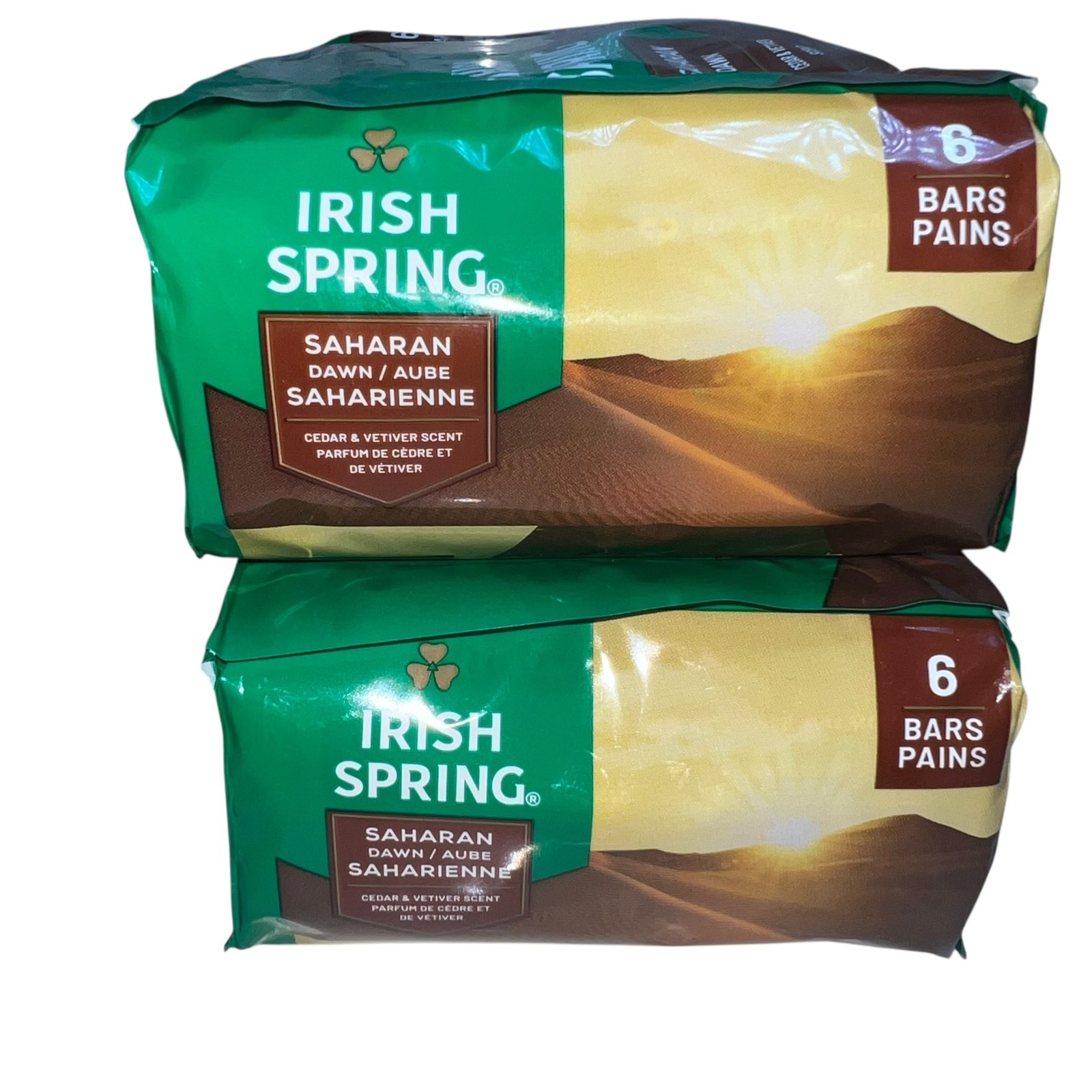 2x Irish Spring Deodorant Soap Saharan Dawn 6 Bar 4.2oz Cedar Vetiver Scent NEW