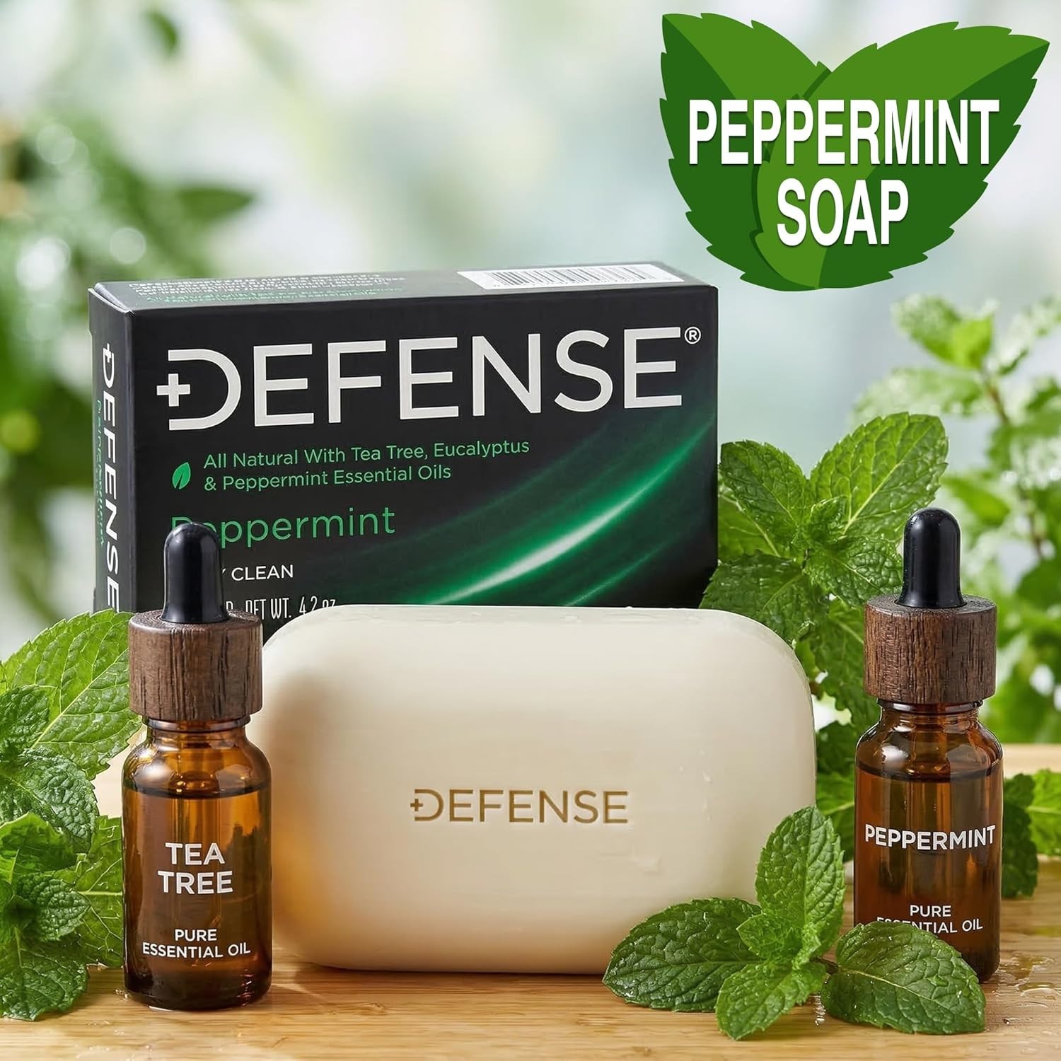 All Natural Peppermint Bar Soap with Tea Tree & Eucalyptus Oil for Healthy Skin