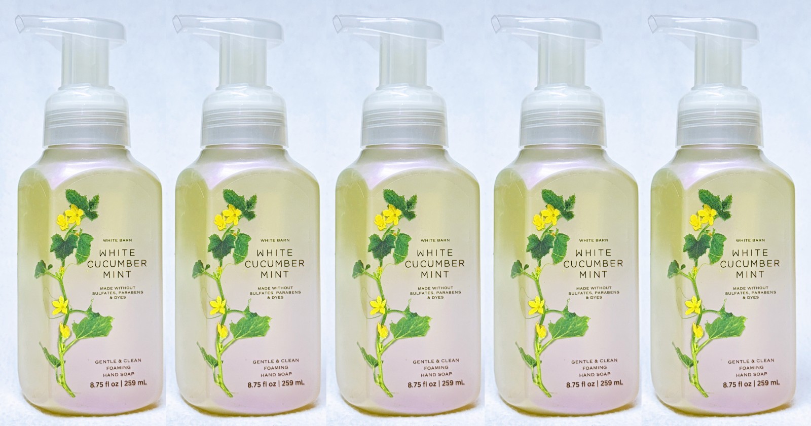 5 Bath & Body Works WHITE CUCUMBER MINT Gentle Foaming Hand Soap 8.75 oz
