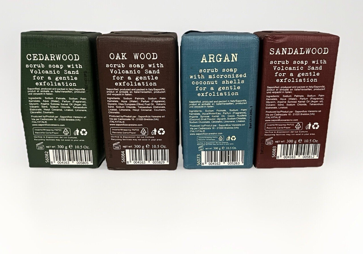 Sapone Artigianale Italiano Scrub Soap Bar Italy Argan Sandal Oak Cedar Wood