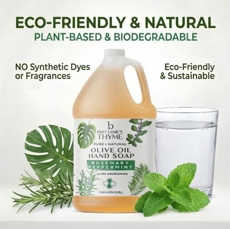 Brittanie’s Pure Organic Castile Liquid Olive 128 Fl Oz (Pack of 1), Clear