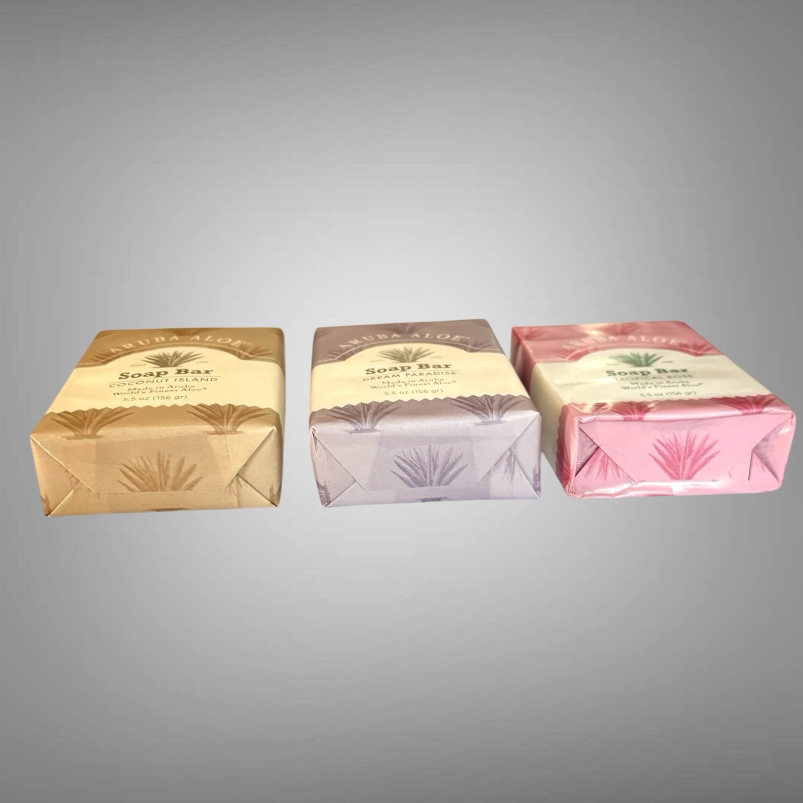 3 Bars Of New Aruba Aloe Soap Dream Paradise, Coconut Island & Tropical Rose