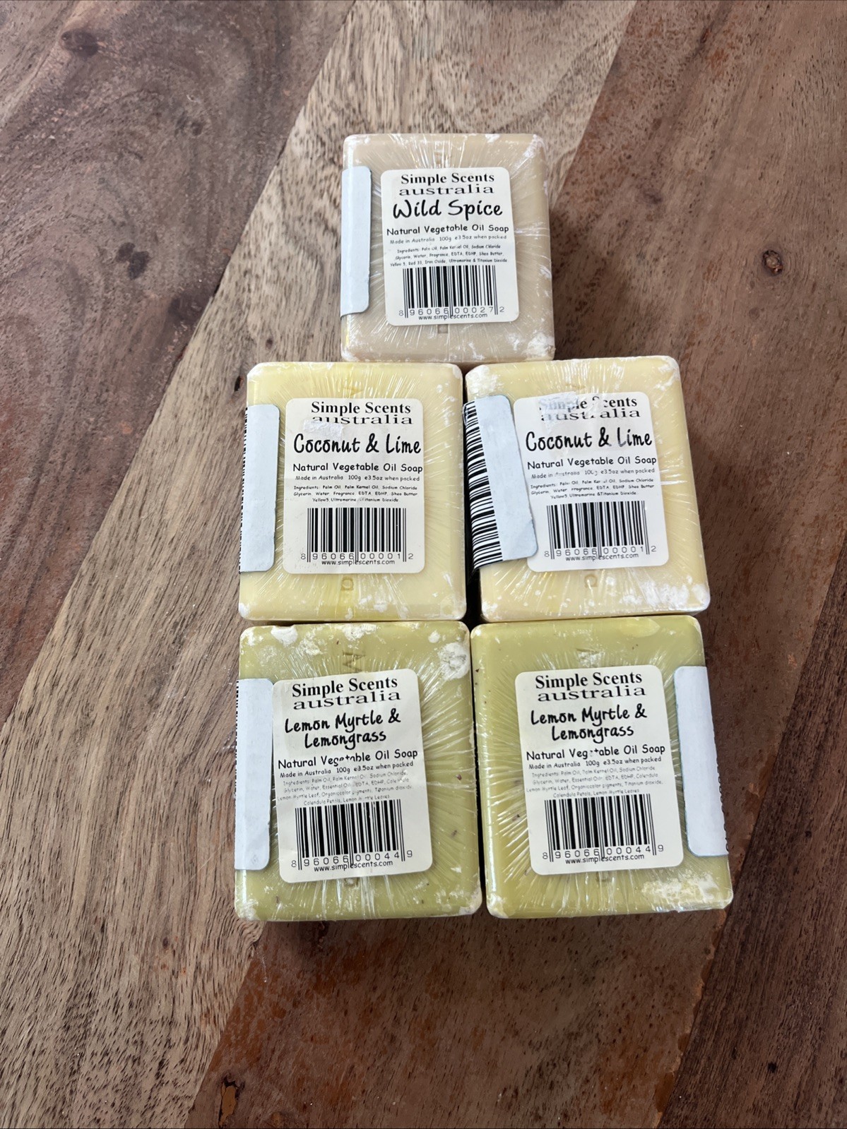 NEW 5 Simple Scents Australia Natural Vegetable Oil Soaps