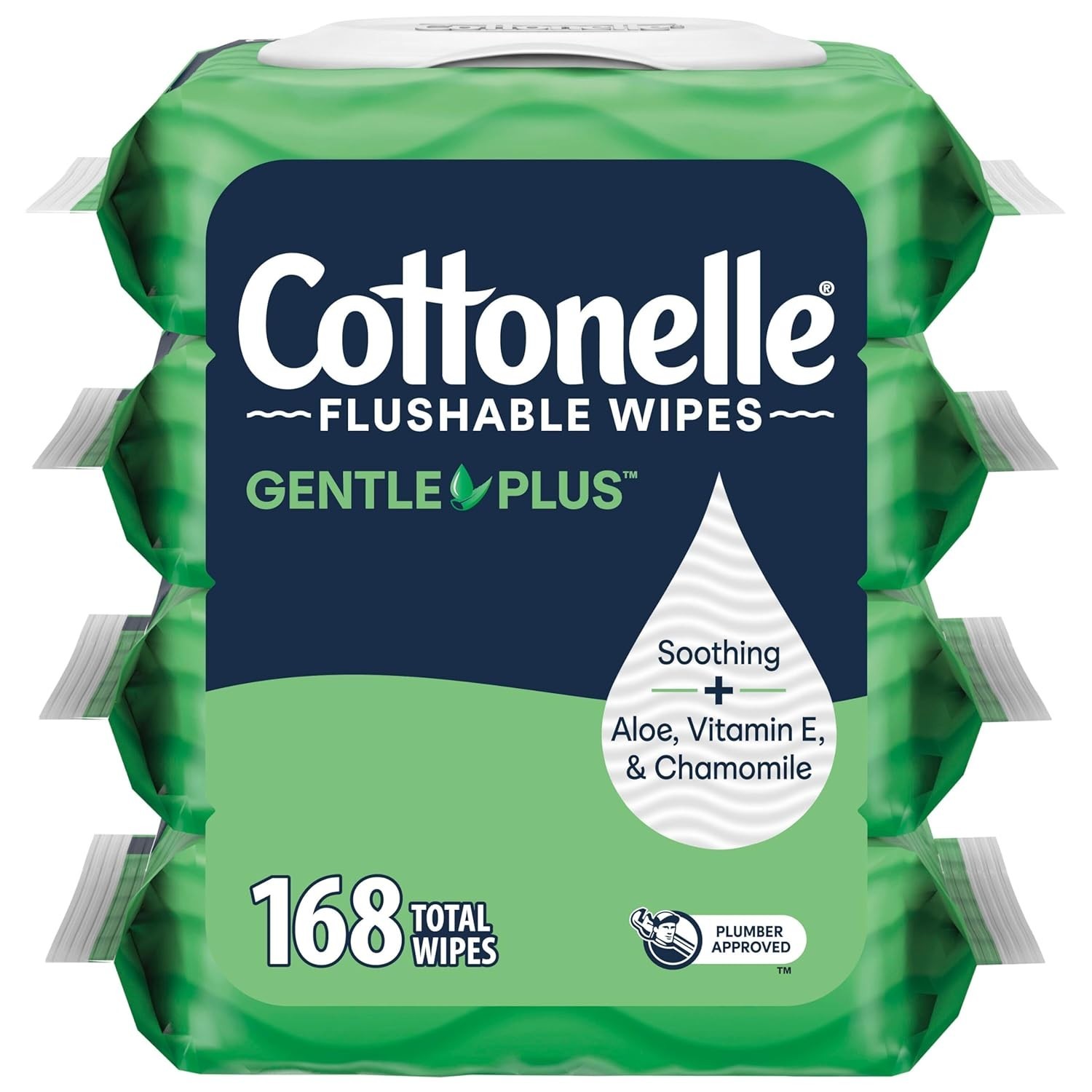 Cottonelle GentlePlus Flushable Wet Wipes with Aloe & Vitamin E 4 Flip-Top Pack.