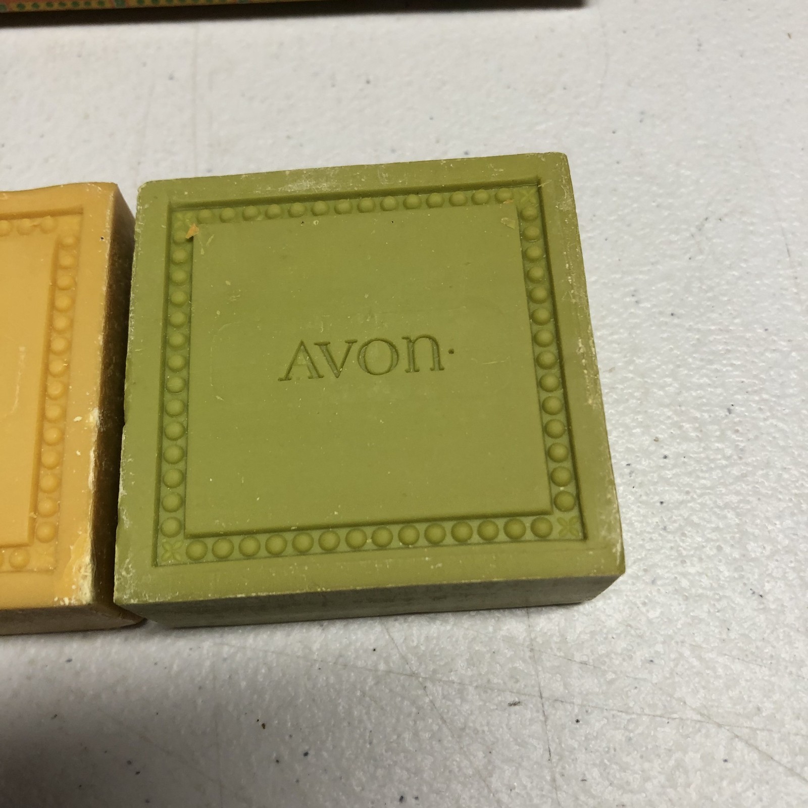 3 Avon PATCHWORK Perfumed Soaps ORANGE YELLOW GREEN Vintage