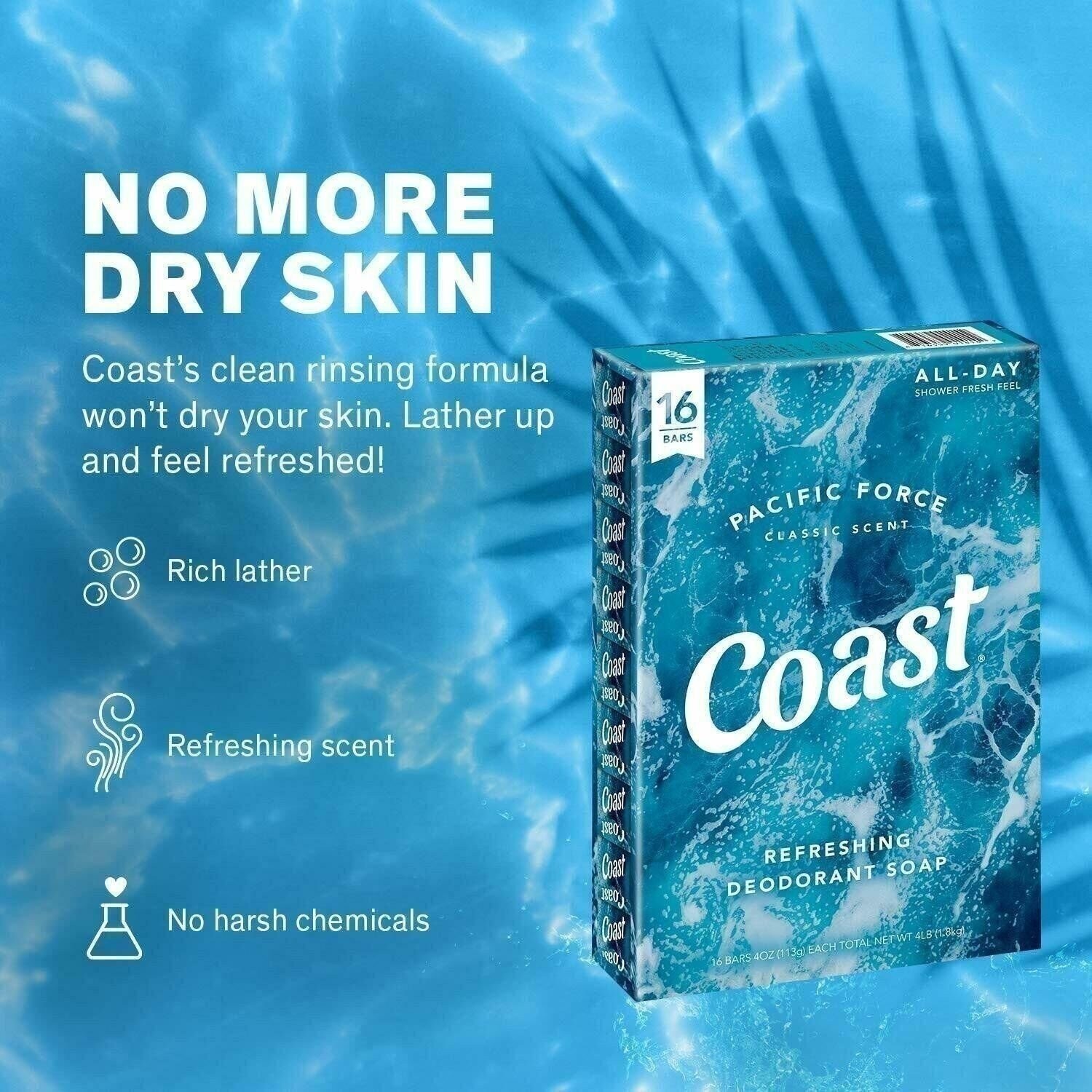 Coast Classic Original Scent Bar Soap – 4 Ounce 16 Bars, 4 Fl Oz