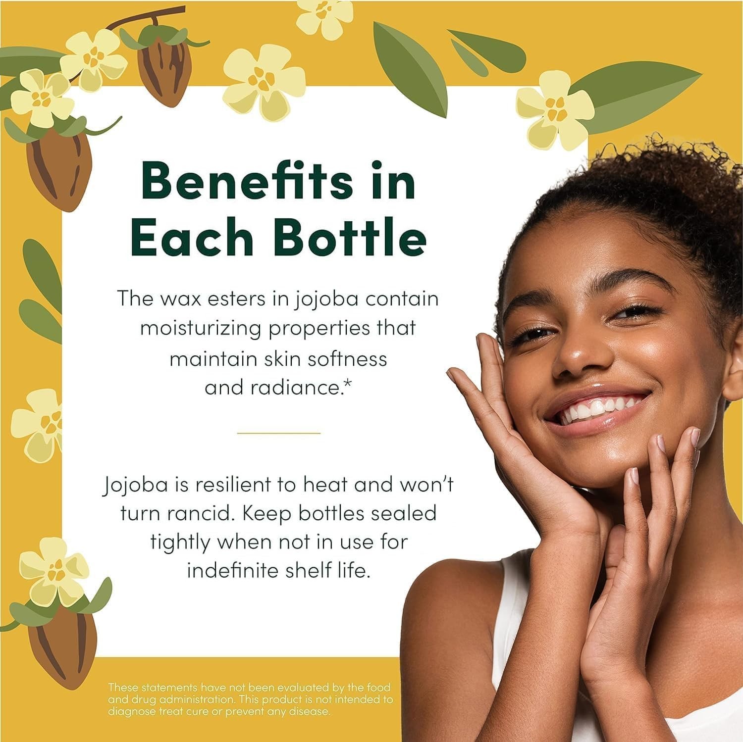 HobaCare Unrefined Organic Jojoba Oil for Skin Care, Hair, Beard, Scalp Massage