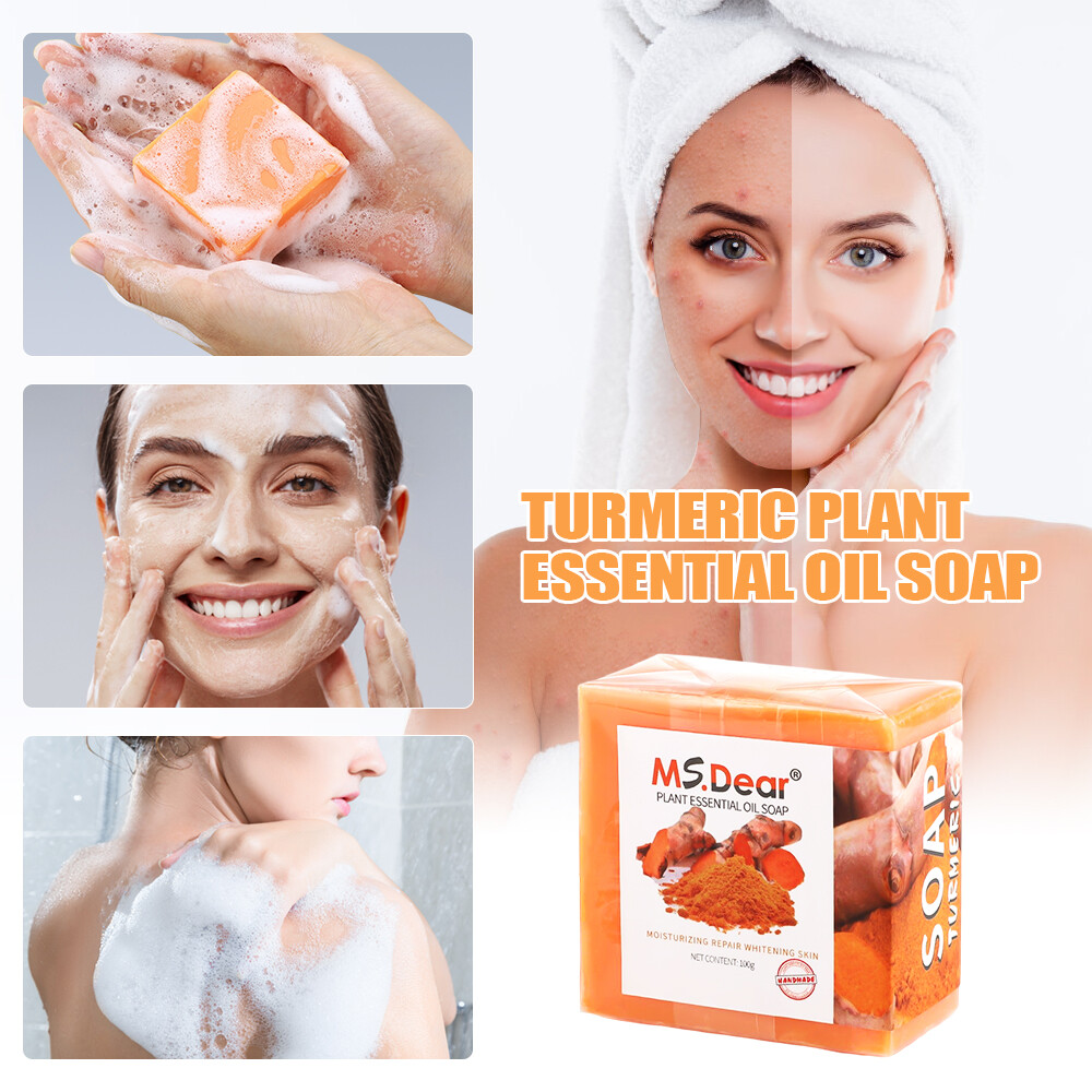 Turmeric Soap Natural Ginger Anti-Acne Dark Spots Removal Antibacterial Cleaning